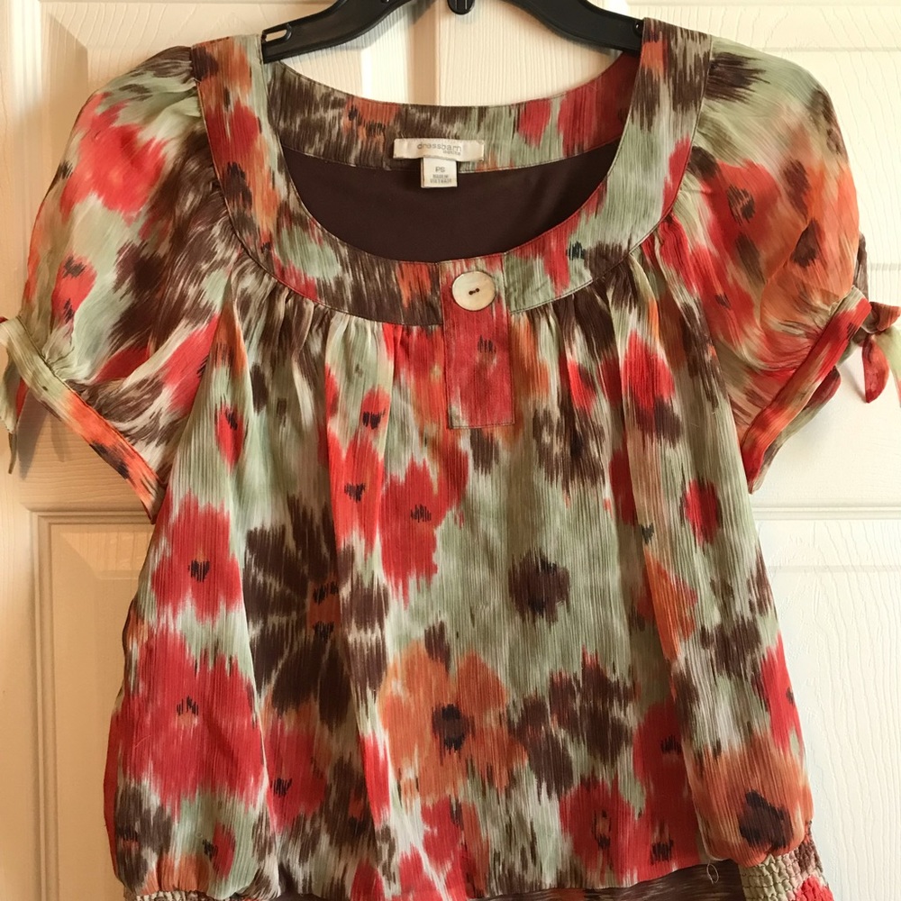 Dress Barn Chiffon Floral Blouse Size PS